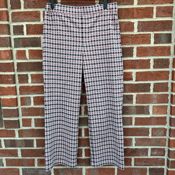Sanctuary Carnaby Kick Crop Pants Large Plaid Tan Black Red Pull On - Picture 1 of 12